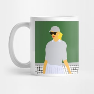 Illustration of a blonde tennis player Mug